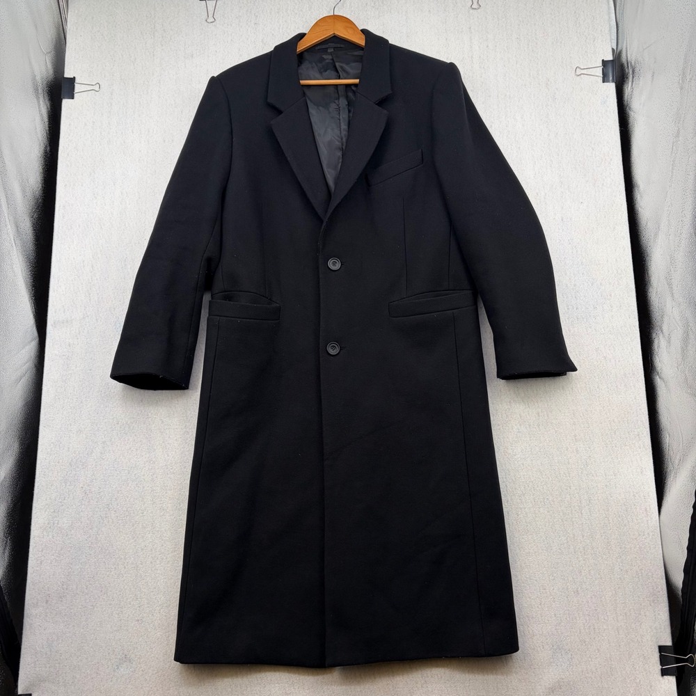 COS Black Wool Blend Longline Overcoat Jacket US 36R Regular Minimalist Modern